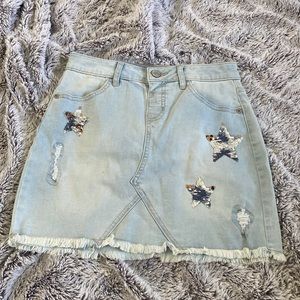 flipable sequin denim skirt